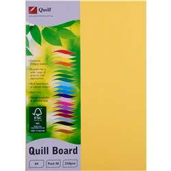 Quill Board A4 210gsm Lemon Pack of 50