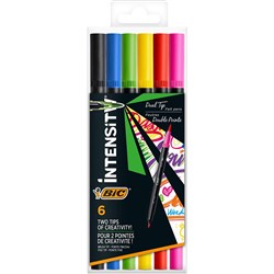 BIC Intensity Dual Tip Fineliner Assorted Colours Pack of 6