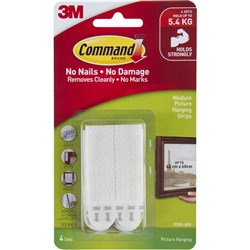 Command 17201-4PK Picture Hanging Strip Medium White Pack of 4