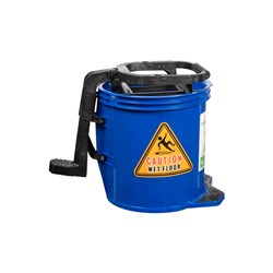 Cleanlink Heavy Duty Plastic Mop Buck Plastic Wringer 16 Litres Blue