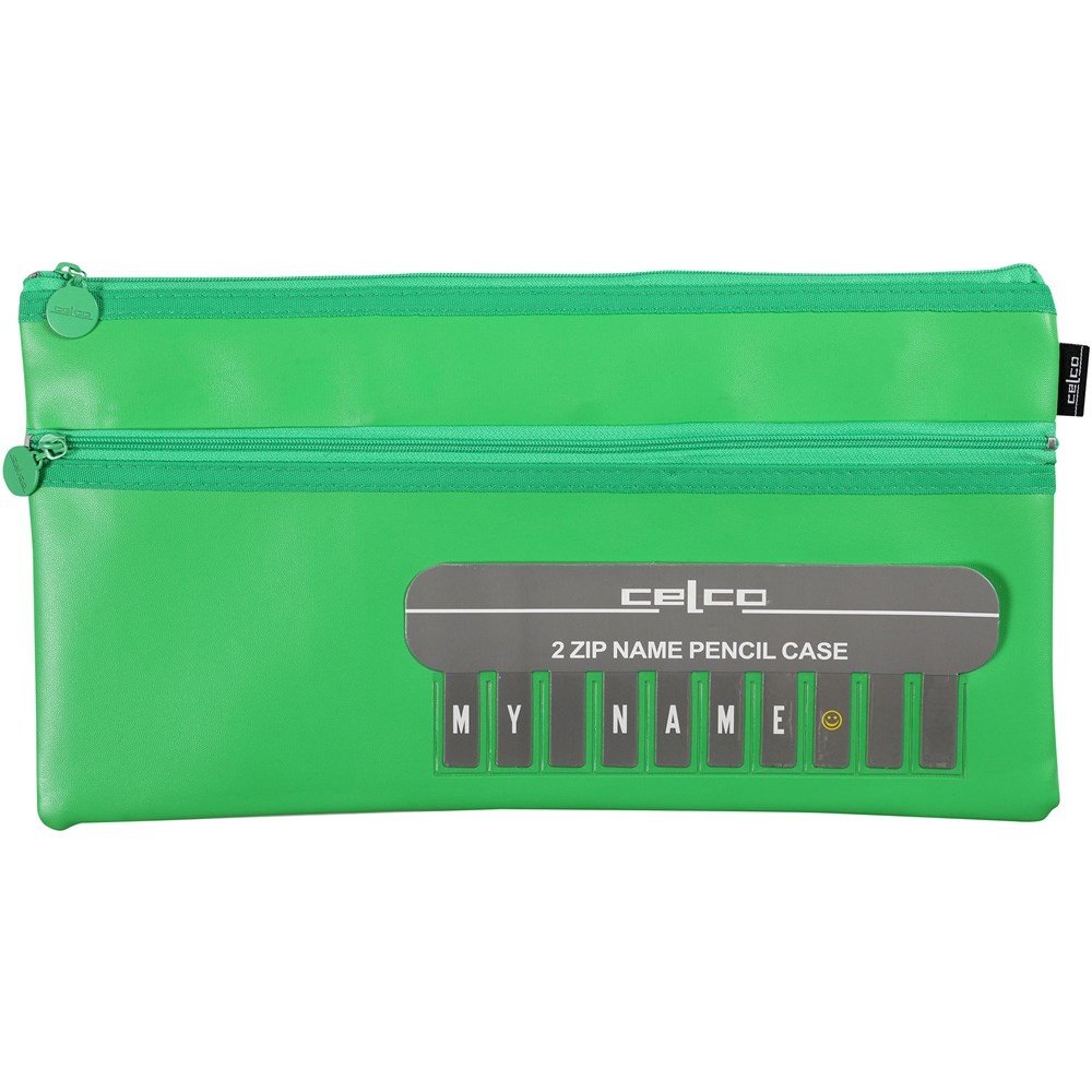 Early Learning - Celco Pencil Case Name 2 Zips Large 350x180mm Green - Your  Home for Office Supplies & Stationery in Australia