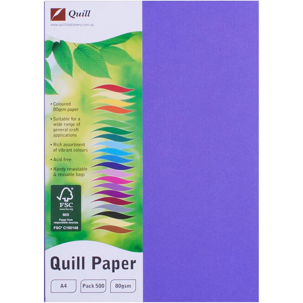 Paper - Quill Colour Copy Paper A4 80gsm Lilac Ream of 500 - Your Home for  Office Supplies & Stationery in Australia