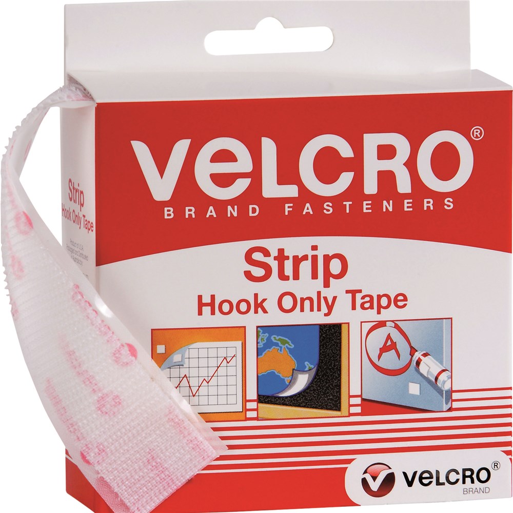 Clips & Fasteners - Velcro Brand Stick On Hook Only 25mmx3.6m Tape With  Dispenser White - Your Home for Office Supplies & Stationery in Australia