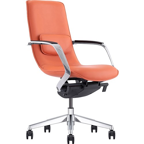 Orange leather best sale office chair