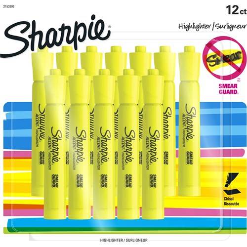 12 Pack Neon Yellow Highlighter Markers Chisel Tip Quick Dry