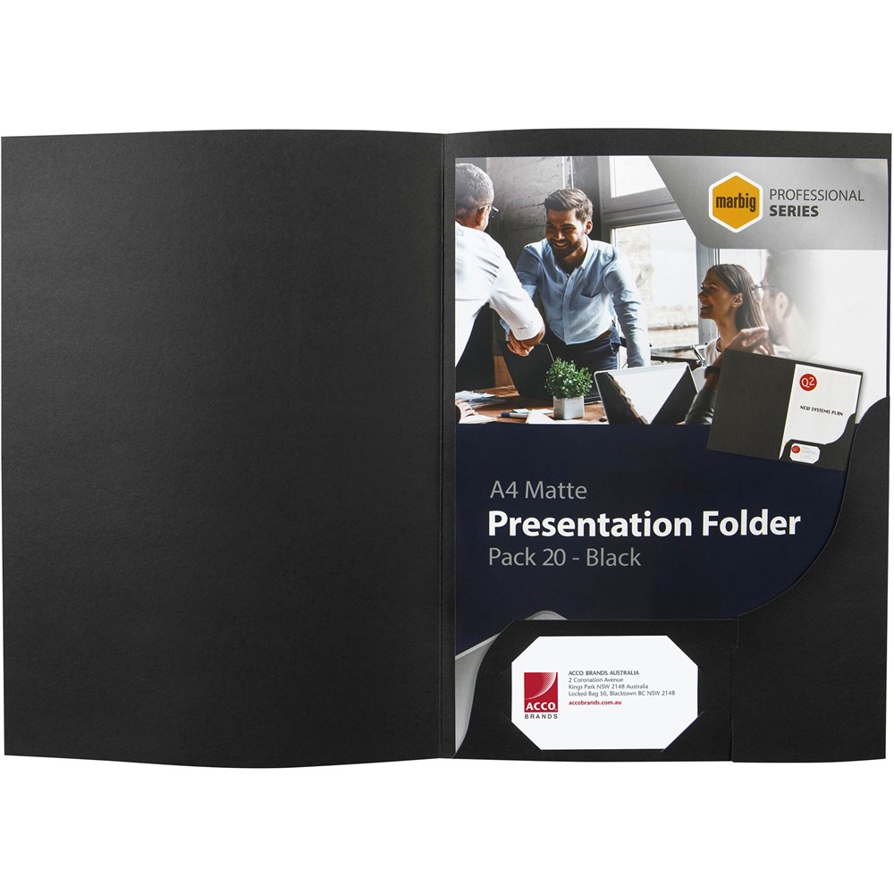 Files - Marbig Professional Series Presentation Folders A4 Matte Black ...